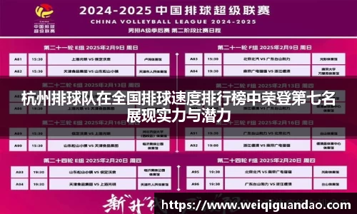 杭州排球队在全国排球速度排行榜中荣登第七名展现实力与潜力
